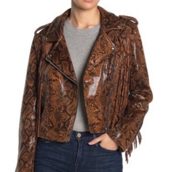 Blank NYC Python Print Jacket with Fringe detail - Picture 2 of 9